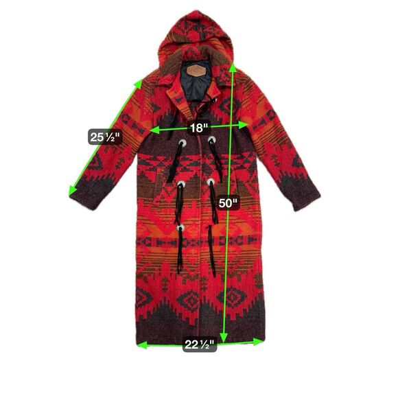 Vintage Woolrich Womens Small  Wool Long Coat Duster Blanket Southwestern Aztec - Picture 2 of 9